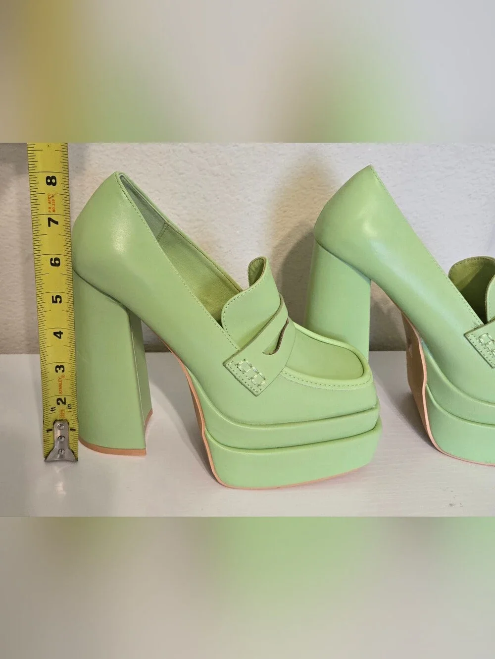 Women's Platform Loafers in Light Green
